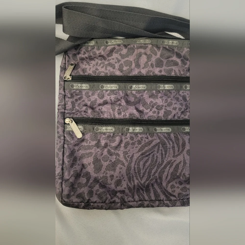 LeSportSac Purple & Black Animal Print Crossbody Bag - Picture 4 of 12